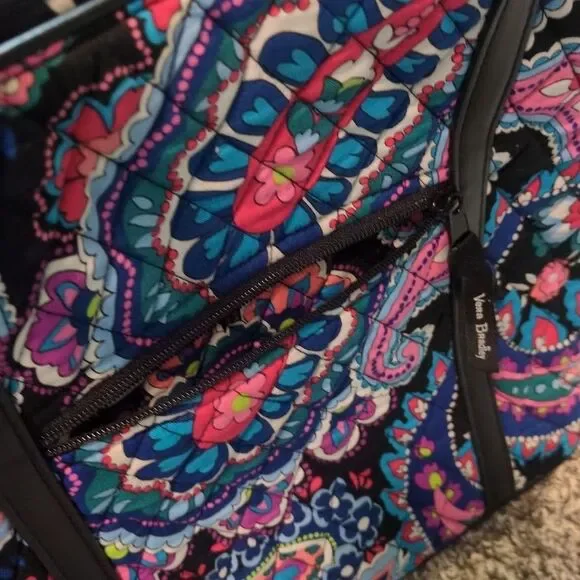 Vera Bradley Lighten Up Vera Large Zip Tote Bag Paisley Blue Pink - Picture 5 of 6
